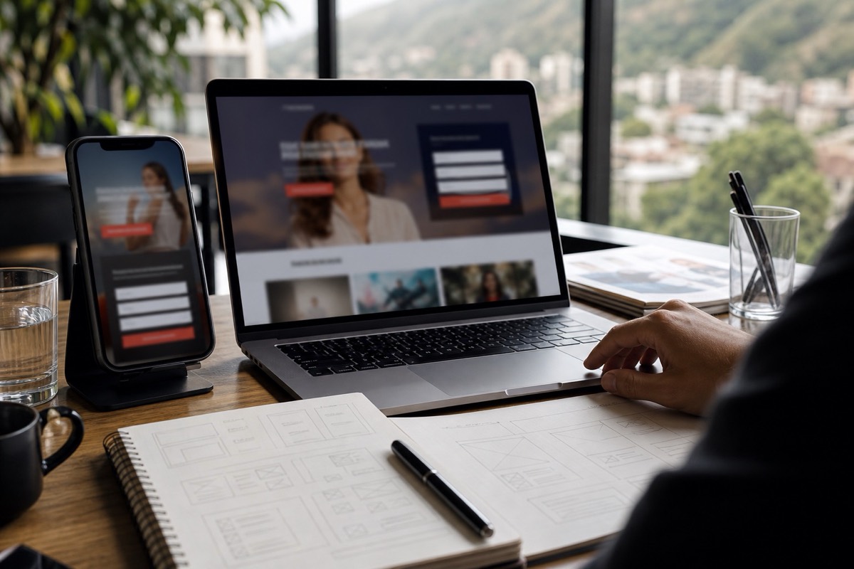 Landing page de campaña revisada junto a piezas de pauta digital